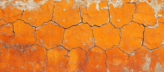 Poster - Cracked vintage orange brick wall texture with rustic design ideal for industrial and architectural backgrounds in creative projects
