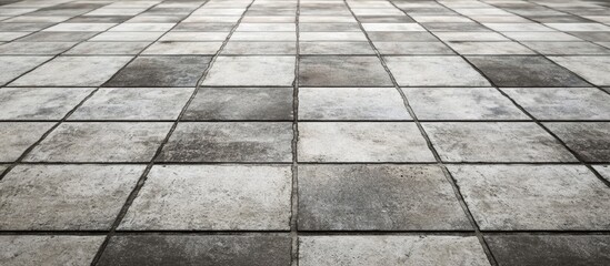 Poster - Concrete floor with square tiles arranged in a pattern suitable for backgrounds and design projects featuring industrial aesthetics.