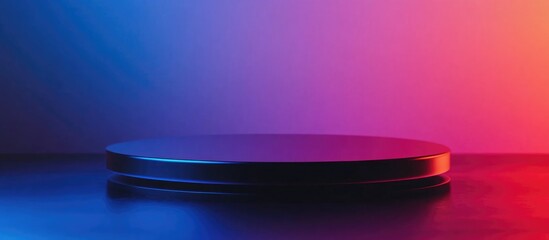 Poster - Circular platform on colorful gradient background with ample space for text or design elements in a modern aesthetic setting