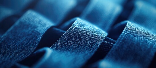 Poster - Blue Jeans Denim Texture Close-Up with Abstract Blue Background for Fashion and Textile Design Concepts