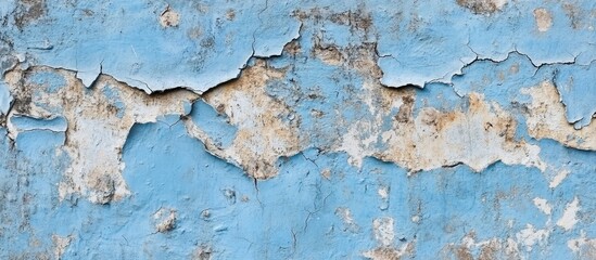 Poster - Aged blue grunge plaster wall texture with peeling paint and rustic charm for artistic backgrounds and design projects