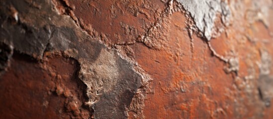 Poster - Weathered red brick wall close-up showcasing rich textures and aged surfaces with selective focus for architectural design and historical projects.