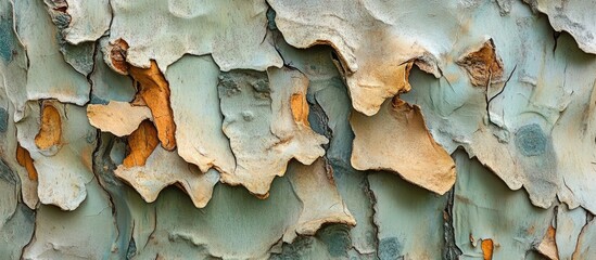 Poster - Eucalyptus tree bark close-up showcasing intricate textures and colors of nature's beauty