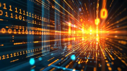 Leinwandbilder - Vibrant digital data stream with dynamic neon burst in motion