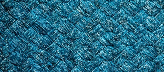 Poster - Cyan woven matting fabric texture closeup detailed horizontal pattern concept for textile design or background use