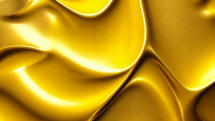 Poster - Golden liquid waves in motion: abstract metamorphosis with bright, smooth, flowing patterns