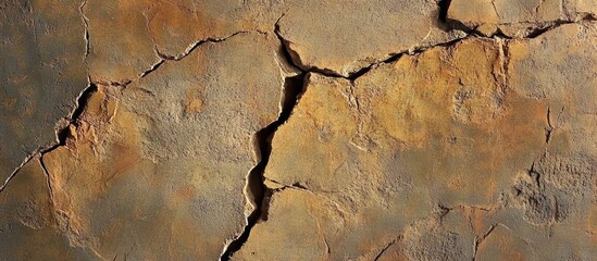 Poster - Cracked concrete wall texture with earthy tones for use in background design and architectural applications
