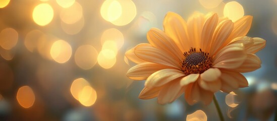 Aufkleber - Close up of vibrant orange flower with bokeh background creating a warm festive atmosphere ideal for seasonal celebrations and floral designs