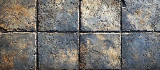 Aufkleber - Rustic concrete tile texture for flooring or wall design showcasing weathered surfaces and earthy tones. Ideal for architectural use.