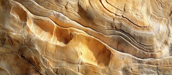 Poster - Sandstone texture closeup revealing natural patterns and hues ideal for backgrounds and design projects evoking warmth and earthiness.