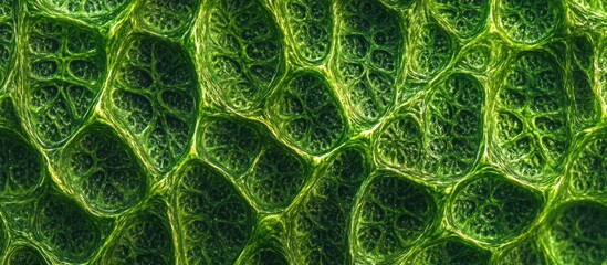 Wall Mural - Abstract close-up of fern leaf texture showcasing intricate green patterns and natural organic design in vibrant lighting.