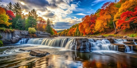 Canvas Print - Majestic Midwest Waterfall River Scene: Stunning Nature Photography