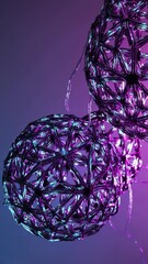 Poster - A close-up of a complex molecular structure with textured spherical nodes connected by organic strands.