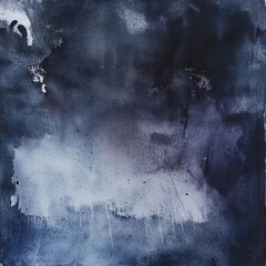 Wall Mural - dark blue and white watercolor painting with soft edges and zen papaya design on textured background