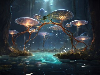 Wall Mural - fantasy landscape with space for text