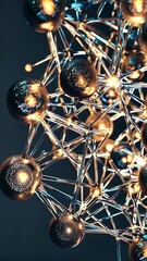 Poster - A close-up of a complex molecular structure with textured spherical nodes connected by organic strands.