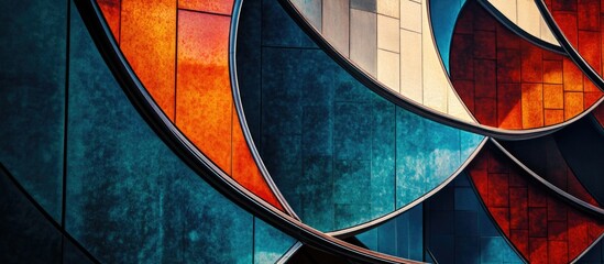 Poster - geometric patterns in modern architecture featuring vibrant colors and abstract design elements crea