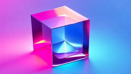 Poster - Colorful prism cube shifting light and shadows in motion