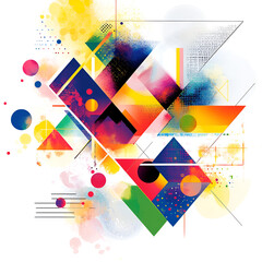 Poster - Abstract Geometric Art: A vibrant and dynamic abstract composition with bold colors and geometric shapes, creating a sense of movement, energy, and visual excitement.