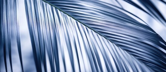 Aufkleber - abstract close-up of textured palm leaves showcasing blue tones and geometric lines for a modern aes