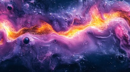 Fototapete - Abstract fluid art a fullbody 3D render with impasto and sharp edges in thick oil paint style panoramic cinematic background
