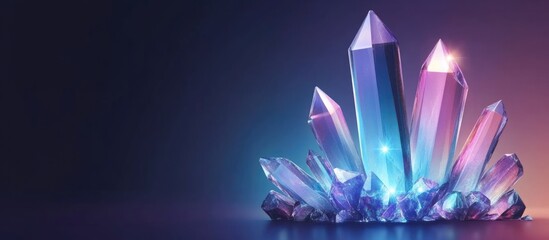 Fototapete - Geometric gradient crystal background showcasing vibrant crystals with space for text customization and design elements.