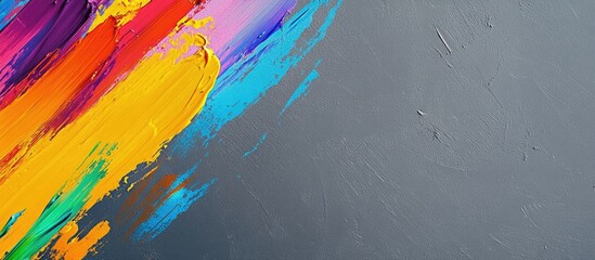 Fototapete - Vibrant Colorful Brush Strokes on Gray Background Creative Palette with Empty Space for Text and Design Elements