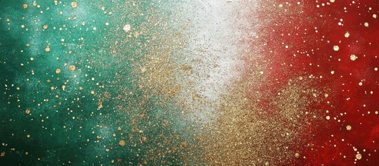 Canvas Print - Festive green red and white glitter background for Christmas holiday celebrations with empty space for text or messages