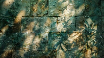 Aufkleber - abstract textured wall with shadows of plants, creating a serene atmosphere in nature