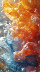Fototapete - Abstract fluid art a fullbody 3D render with impasto sharp edges thick oil paint style against a panoramic cinematic scene