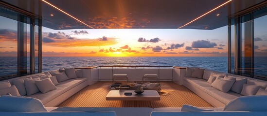 Wall Mural - Yacht sunset ocean lounge, luxury travel