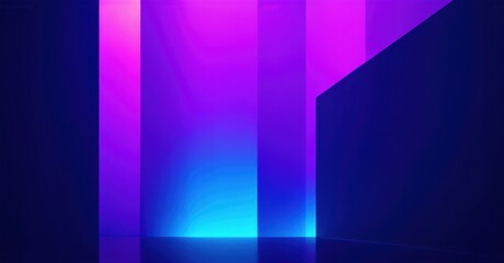 Aufkleber - Cool neon gradient blending midnight navy into vibrant electric purple, with a cyber glow effect, illuminating geometric shapes and creating a futuristic, dynamic space