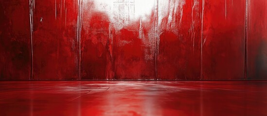Fototapete - Glossy red wall texture background with vibrant design element and empty space for text ideal for creative projects and marketing materials.