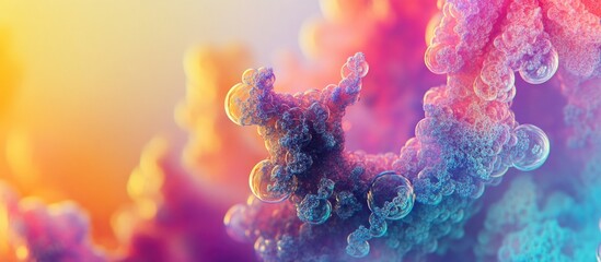 Poster - colorful fractal design with intricate shapes and textures creating a vibrant abstract background fo