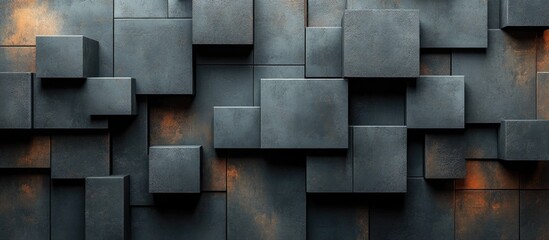 Fototapete - Abstract textured wall design featuring large geometric blocks in shades of gray with warm undertones for modern backgrounds or interiors.