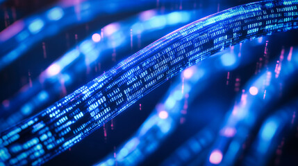Poster - Abstract blue digital data cables and lines