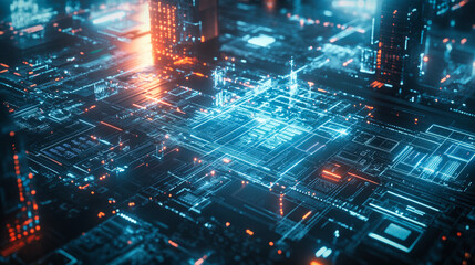 Poster - Futuristic digital generic technology layout. Advanced technology concept.