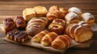 © Official - Freshly Baked Assorted Pastries on Wooden Table with Rustic Decor