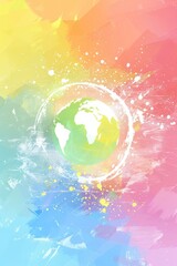 Aufkleber - colorful abstract representation of earth surrounded by vibrant splashes and gradients