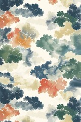 Aufkleber - abstract cloud pattern with colorful swirls in shades of blue, green, orange, and cream