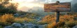 © zong - Rustic Wooden Signpost in Serene Landscape Old-Fashioned Directional Arrows Guidepost