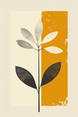 Aufkleber - stylized botanical illustration featuring a plant with varying leaf shapes against a warm background