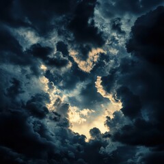 Wall Mural - Dark sky with large cloud in the center and dramatic cinematic effect on a cloudy day