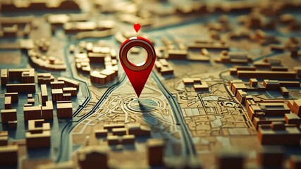 Poster - Zooming into a 3d city map with focused location marker animation