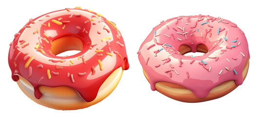 Aufkleber - Two colorful donuts with sprinkles on transparency background