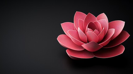 Wall Mural - Pink succulent flower dark background, spa, wellness