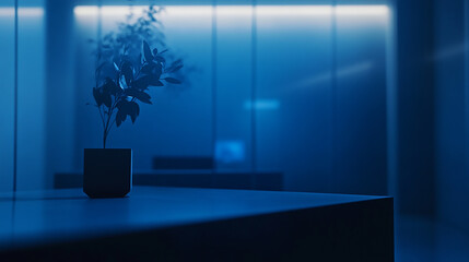 Wall Mural - Abstract blurred office interior room blurry working space with defocused effect  bokeh lights background with soft focus creating a dreamy urban nighttime atmosphere and colorful city ambiance 