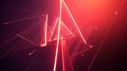 Poster - Dynamic neon triangle animation with red light and geometric motion