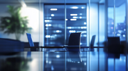 Wall Mural - Blurred image of business people in the lobby of a modern office building office space with multiple workstations and natural light during the day