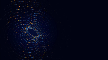 Fototapete - Technology wireframe circle tunnel on dark background. Futuristic 3D wormhole grid. Digital dynamic wave. Vector illustration.